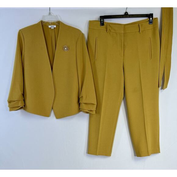 Womens Mustard Yellow 2 Pc Pant Suit Sz XL Corpcore Office Siren - Picture 1 of 14